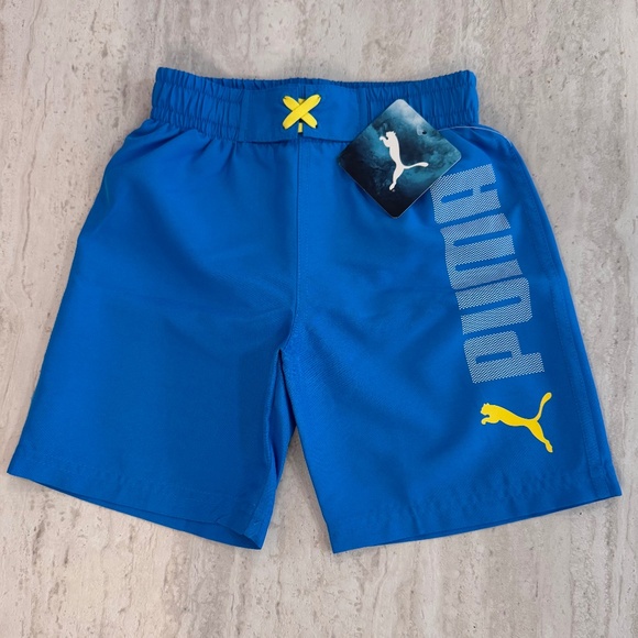 Puma Boys Neon Blue Swim Trunks Size 5 NWT - Picture 1 of 11